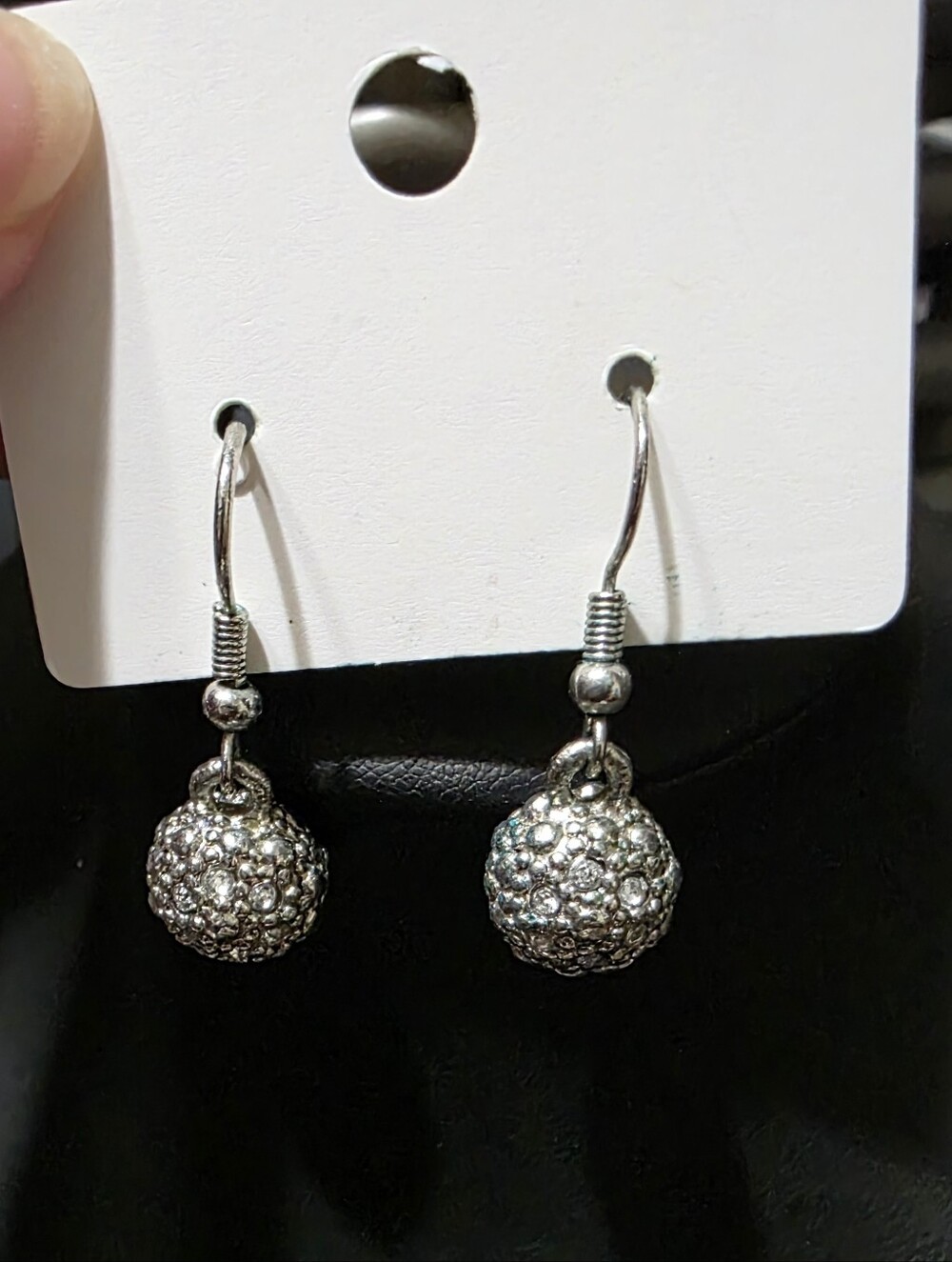 Silver Crystal Pavé Ball Drop Earrings - Silver